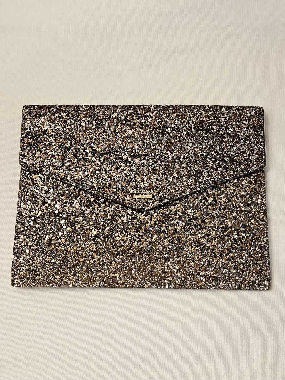 kate spade Glitter Envelope Clutch in Gold and Silver